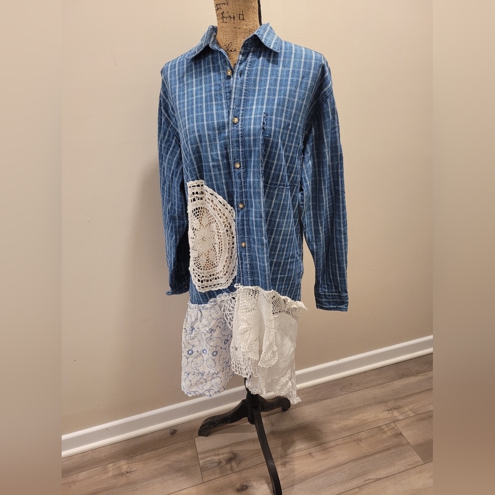 Faded Glory Upcycled Plaid Duster